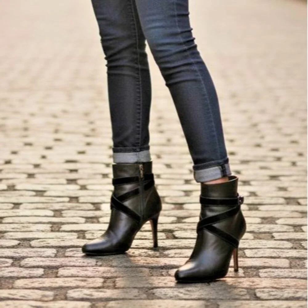 Cole Haan Air Talia Women's Leather Strappy Booties, Black, Size 9.5, 4